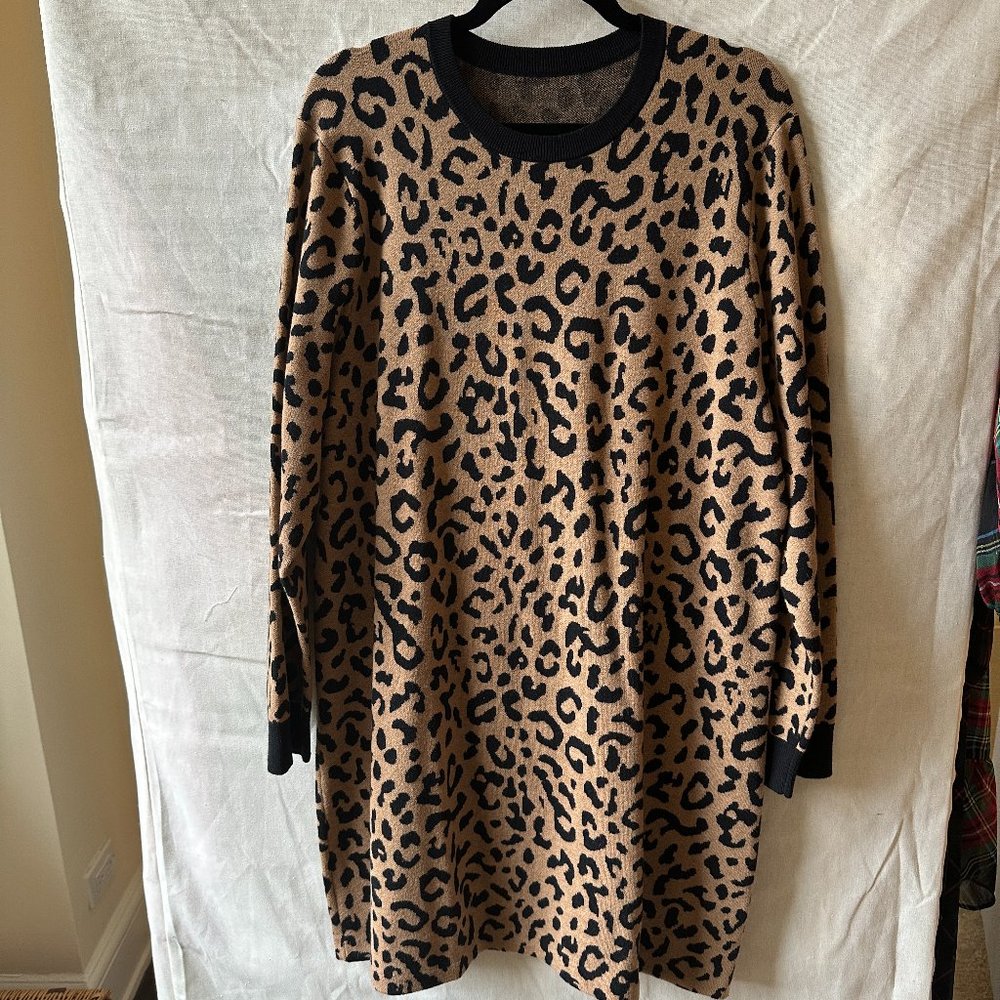 J.Crew long sleeve knit leopard print dress